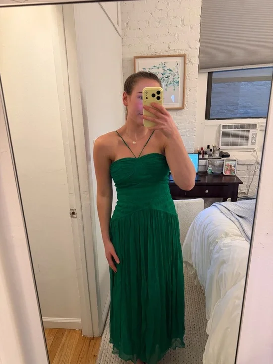 Shona Joy Malina Ruched Bodice Midi Dress - Tree Green - Picture 2 of 5